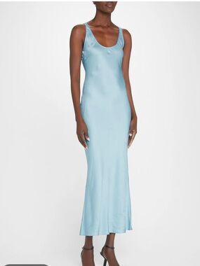 L’Agence akiya light blue sleeveless maxi slip bias dress